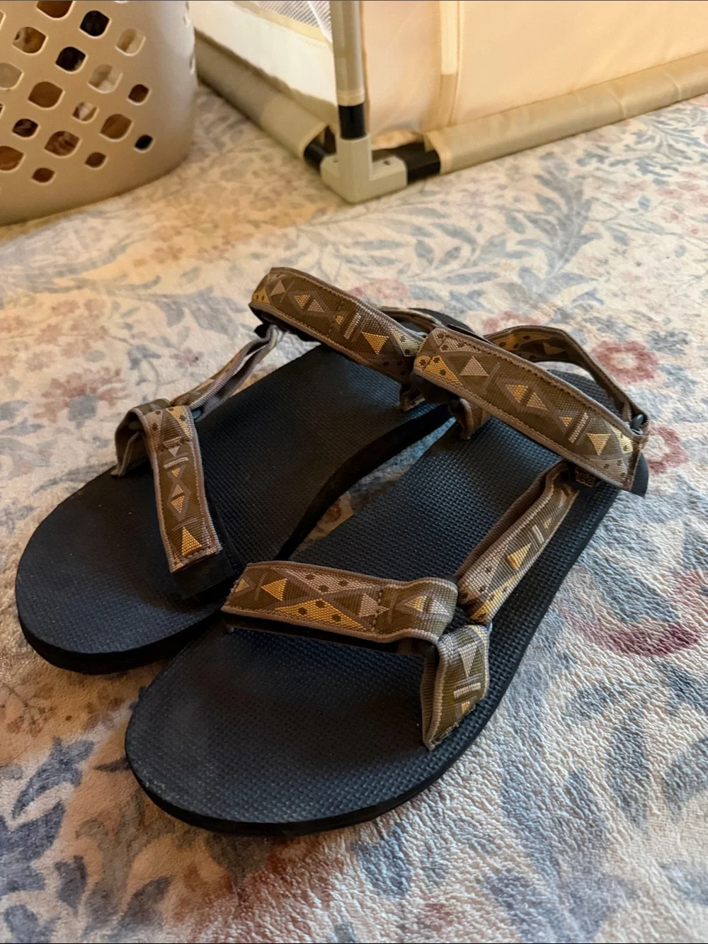 Teva Brown and Black Geometric Strap Men's Sandals